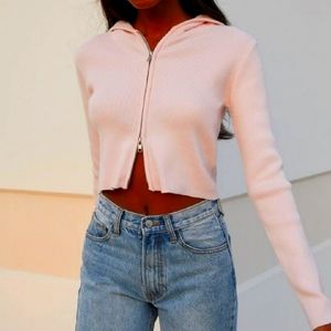 Baby pink cropped hoodie